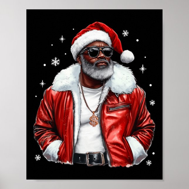 Afro American Santa Christmas Cool Black Afro K Poster (Vorne)