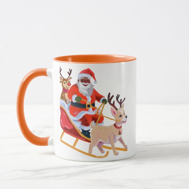 Afro-amerikanischer Santa und Freunde Tasse (Links)