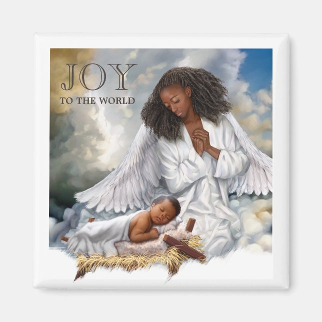 Afro Angel und Baby Jesus Weihnachtsmagnete Magnet (Vorne)