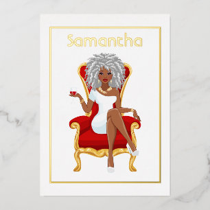 Afro Anniversaire Foil Invitation