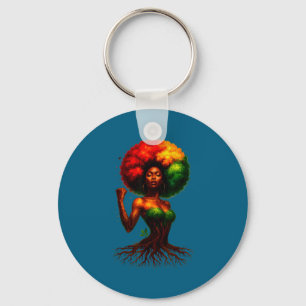 Afro-Baum-Frau schwarze Königin Melanin-Wurzeln St Schlüsselanhänger