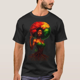 Afro-Baum-Frau schwarze Königin Melanin-Wurzeln St T-Shirt