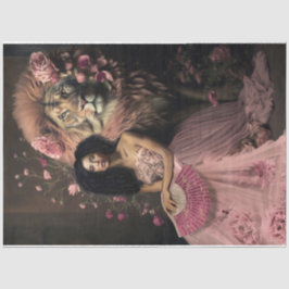 Afro Beauty Floral und Lion feminin Portrait Seidenpapier