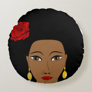 Afro Beauty Pillow Rundes Kissen