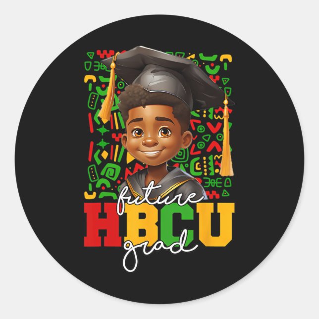 Afro Black Boy Uni-Abschluß Future Hbcu Grad Runder Aufkleber (Vorderseite)