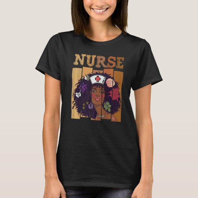 Afro Black Nurse Black History Mont African Ameri T-Shirt (Vorderseite)