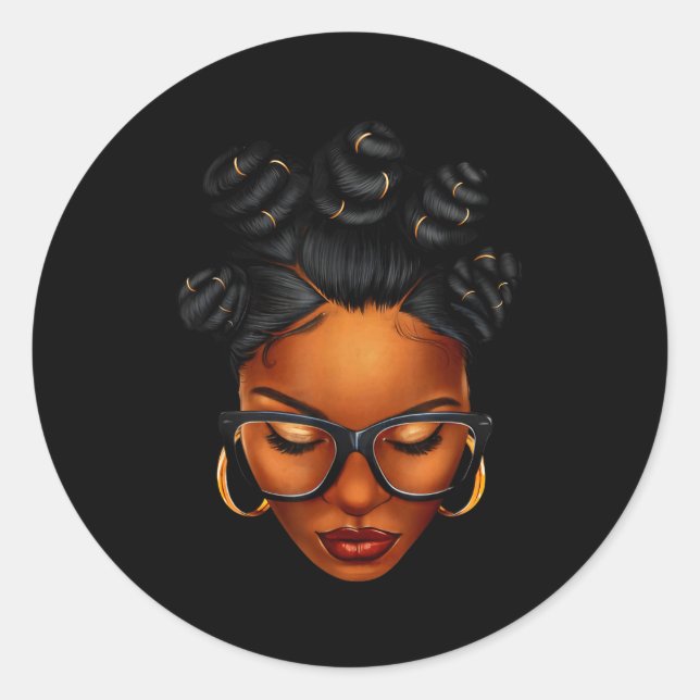 Afro Black Woman African Black History Month Melan Runder Aufkleber (Vorderseite)