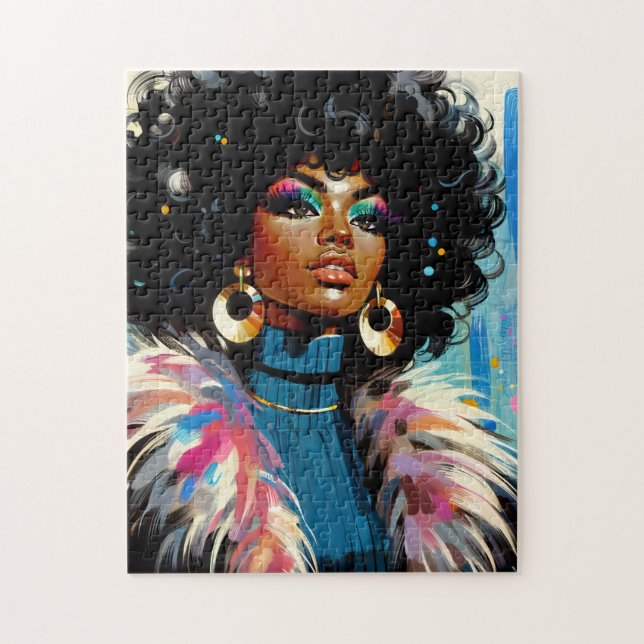 Afro Black Woman Colorful Retro Art (Vertikal)