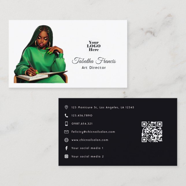 Afro Black Woman Leadership Art Visitenkarte (Vorne/Hinten)