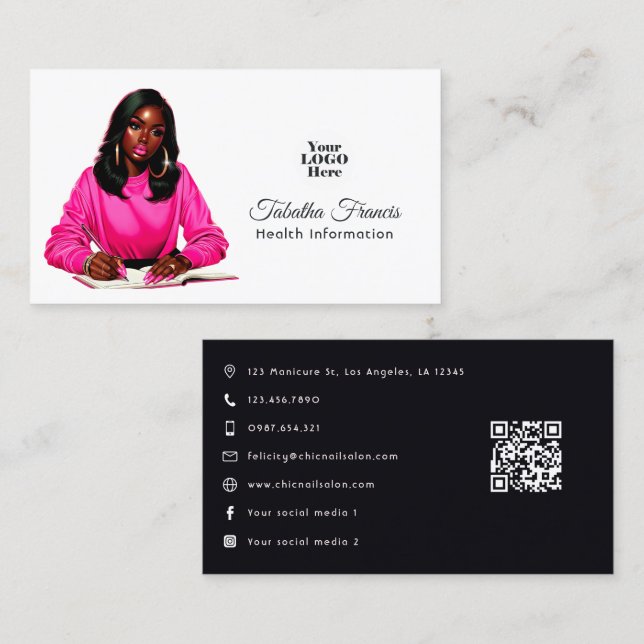 Afro Black Woman Leadership Artwork Visitenkarte (Vorne/Hinten)