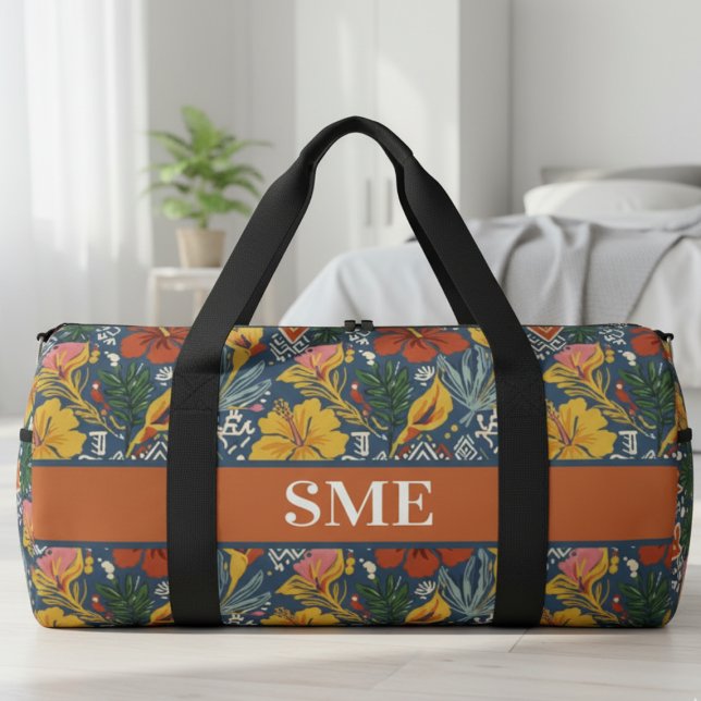 Afro Bohemian Monogram Floral Duffle Bag (Afro Bohemian Floral Monogram Duffle Bag)