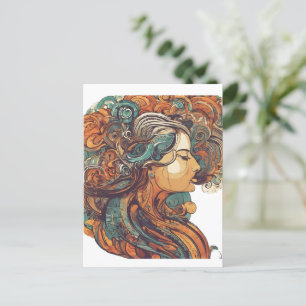 Afro Boho Queen - farbenfrohe Kunst Postkarte