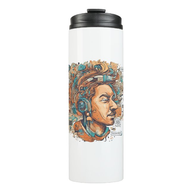 Afro Boho Queen - farbenfrohe Kunst Thermosbecher (Vorderseite)