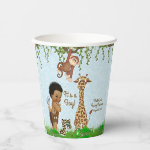 Afro Boy Safari Baby Shower Papiertassen Pappbecher