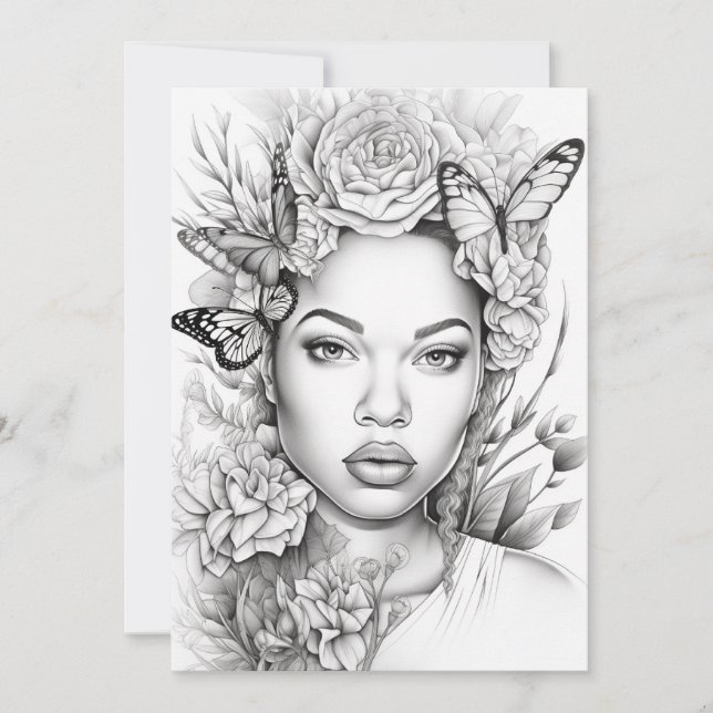 Afro Butterfly Beauty | Farbe Ihrer eigenen Postka (Vorderseite)