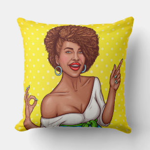 Afro Cheveux Femme Noire Jeu Oreiller