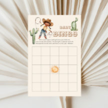 Afro Cowgirl Ranch Baby Dusche Bingo Game Card