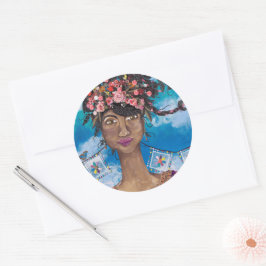Afro Cuban Latina Beauty Blume Crown Runder Aufkleber