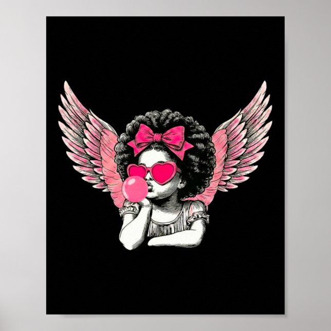 Afro Cupid With Sungles Blowing Bubble Gum Valenti Poster (Vorne)