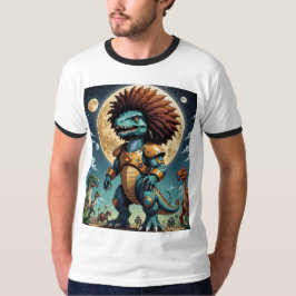 Afro Dinosaur dans l'armure spatiale Funny T-shirt
