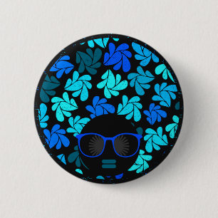 Afro Diva Blau Button