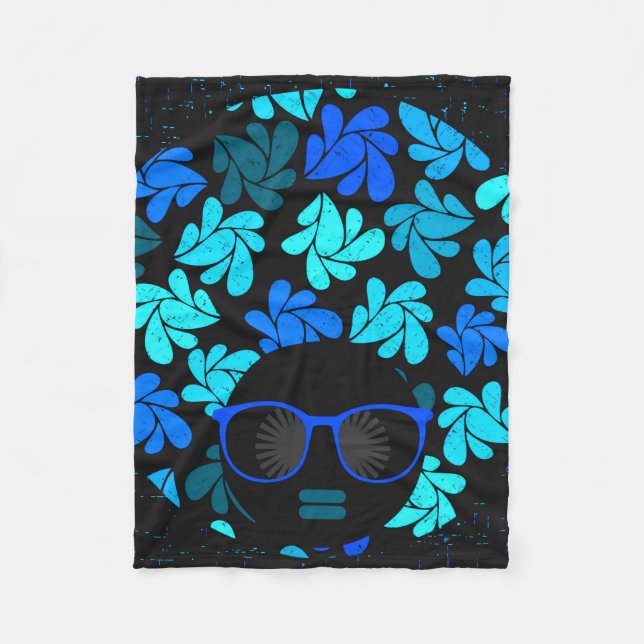 Afro Diva Blau  Fleecedecke (Vorderseite)