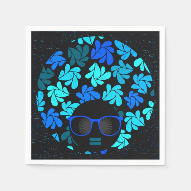 Afro Diva Blau  Serviette (Vorderseite)