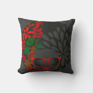 Afro Diva Coussin Rouge Vert Ardoise Noire