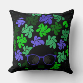 Afro Diva Coussin vert et bleu