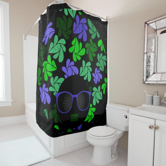Afro Diva Green & Blue Duschvorhang (Beispiel)