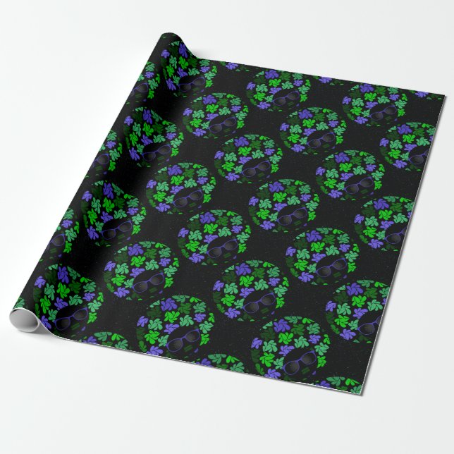 Afro Diva Green & Blue Geschenkpapier (Ungerollt)