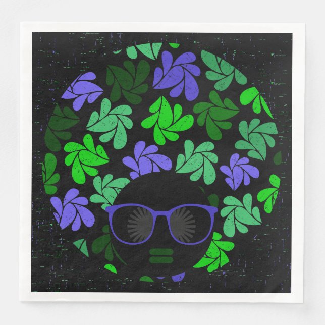 Afro Diva Green & Blue Napkins Serviette (Vorderseite)