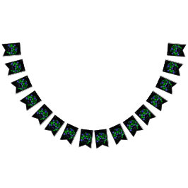 Afro Diva Green & Blue Party Dekorationen Wimpelkette