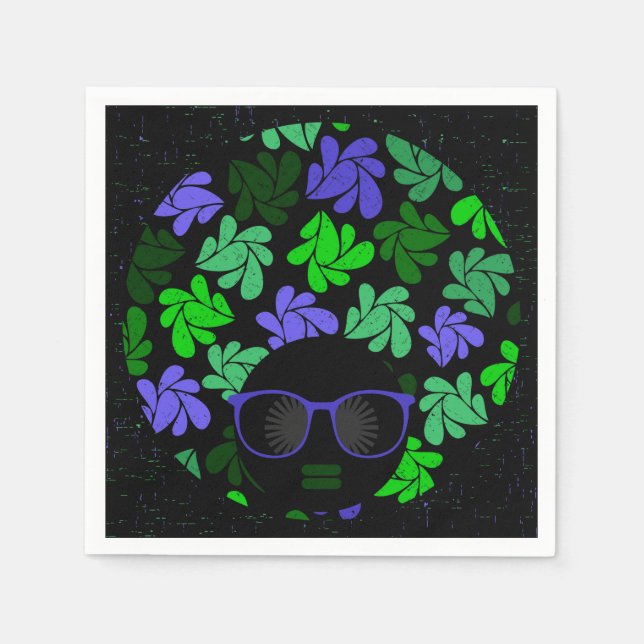 Afro Diva Green & Blue Serviette (Vorderseite)