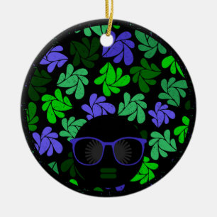 Afro Diva Grün & Blau Keramikornament
