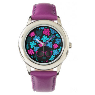 Afro Diva Hot Pink & Türkis Armbanduhr