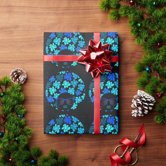 Afro Diva Turquoise Aquamarin Geschenkpapier (Feiertagsgeschenk)
