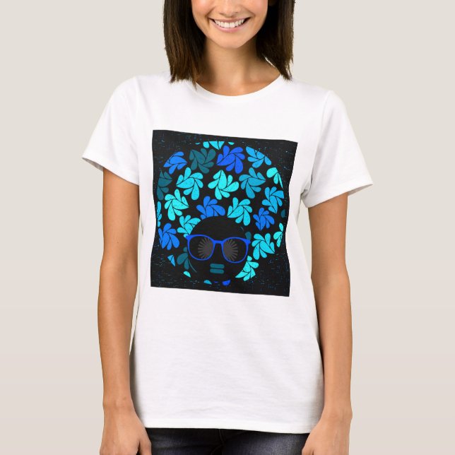 Afro Diva Turquoise Aquamarin T-Shirt (Vorderseite)