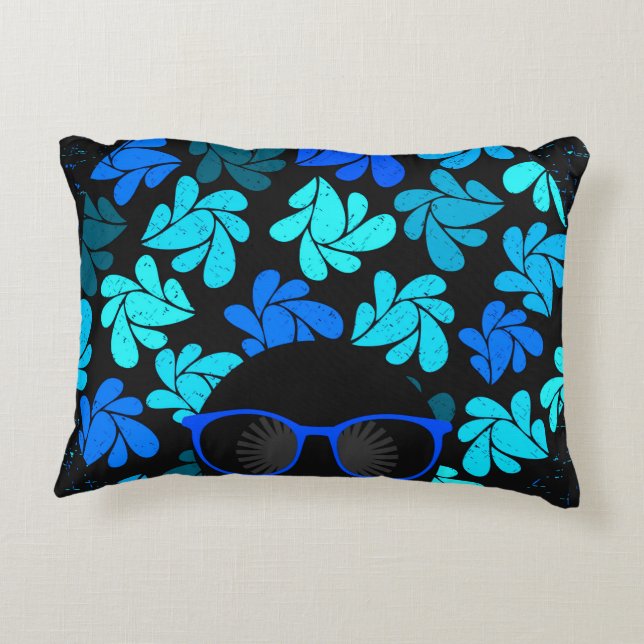 Afro Diva Turquoise Aquamarine Wohngestaltung Zierkissen (Rückseite)