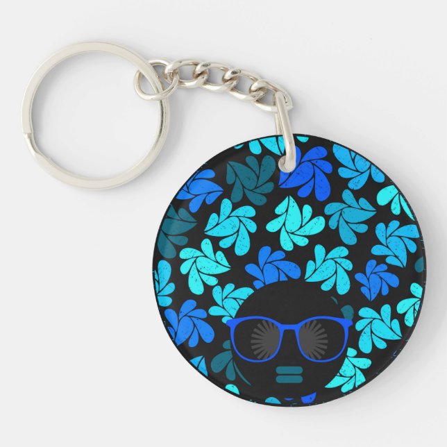 Afro Diva Turquoise Aquamariner Schlüsselanhänger (Vorderseite)