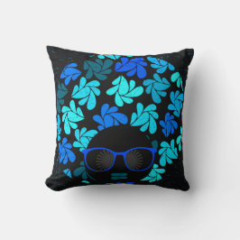 Afro Diva Turquoise Bleu & Coussin noir