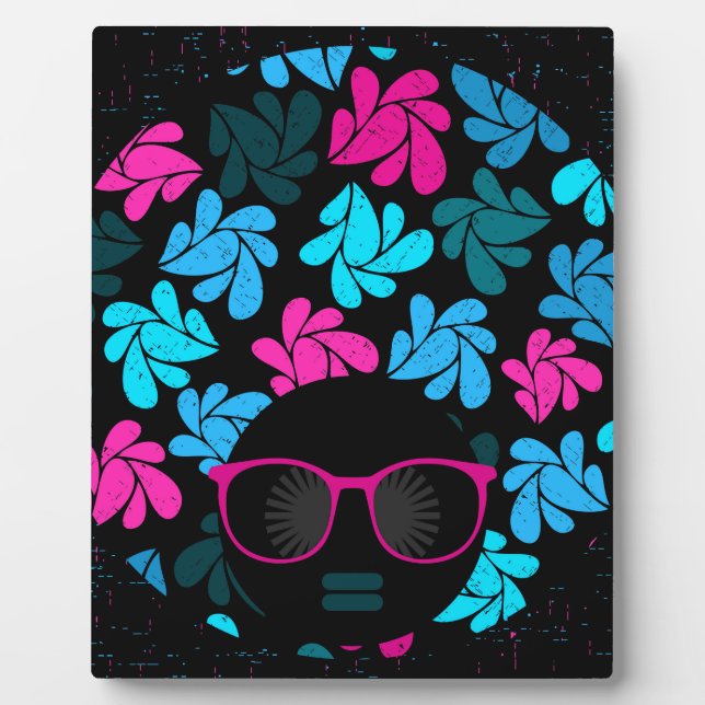Afro Diva Turquoise & Hot Pink Fotoplatte (Vorderseite)