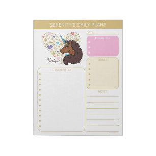 Afro-Einhorn Einzigartiges Herz-Design Notizblock