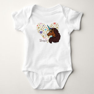 Afro-Einhorn   Einzigartiges Herzdesign Baby Strampler