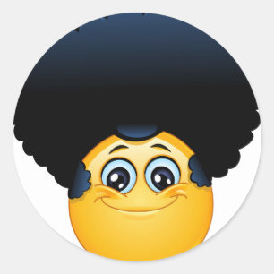 afro emoji runder aufkleber