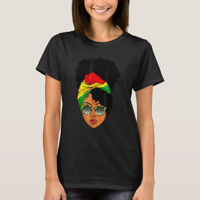 Afro Frauen Kopftuch Nubian Melanin Popping Black T-Shirt (Vorderseite)