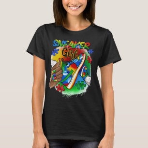 Afro-Frauen-Sneaker-Mädchen Welt-Autismus-Aufkläru T-Shirt