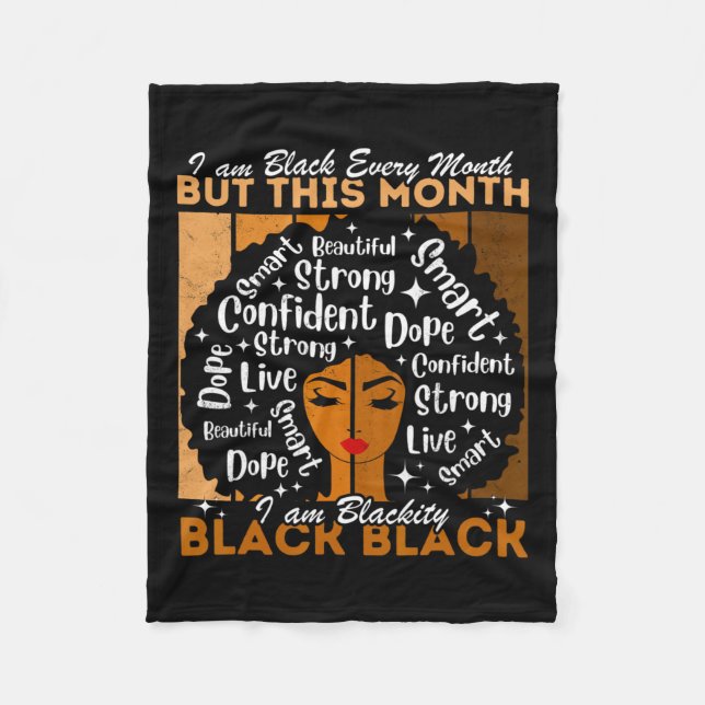 Afro Girl Blackity Black jeden Monat schwarze Gesc Fleecedecke (Vorderseite)