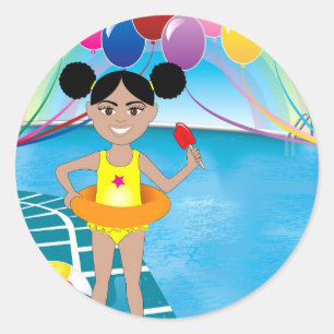 Afro Girl mit Popsikel Runder Aufkleber