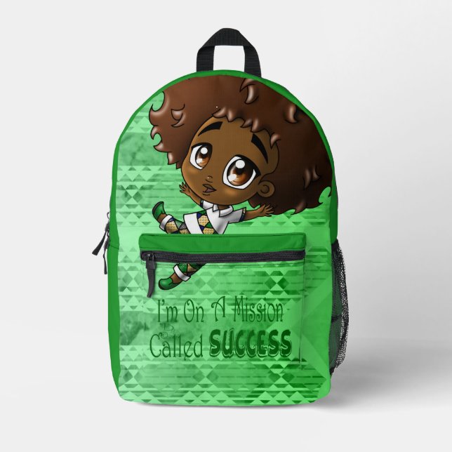 Afro Green Bedruckter Rucksack (Vorderseite)